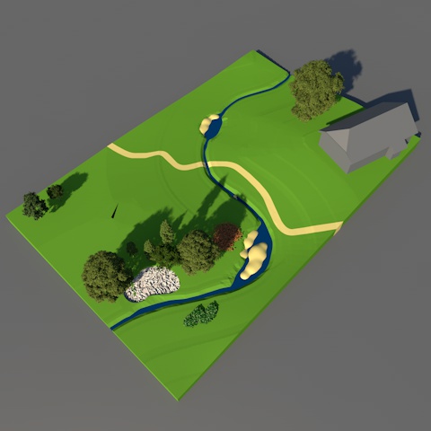 Kleine Gehölze, Haine, naturnahe Wiesen, eine  Furt.<