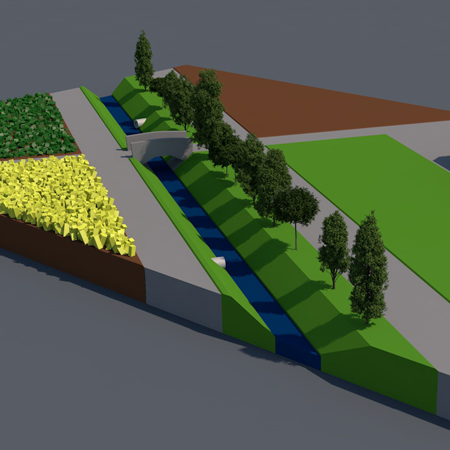 Begradigter Bachlauf